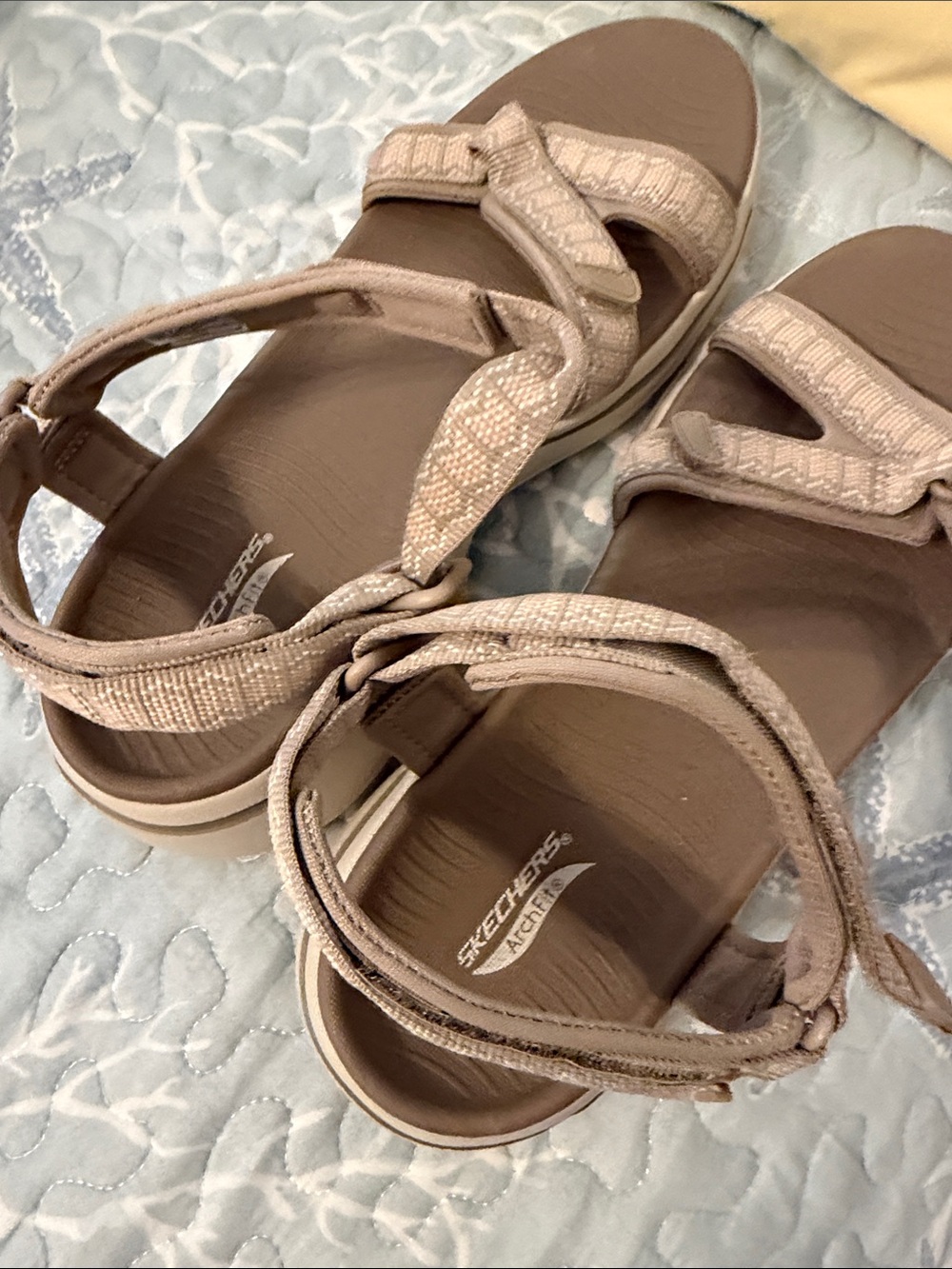 Skechers Women's Beige Strap Comfort Sandals - Picture 2 of 3